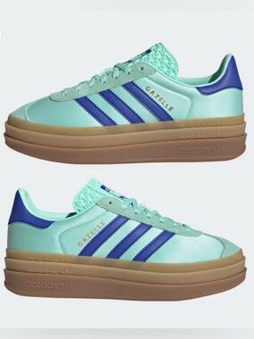 NWOT Adidas Gazelle Platform Satin/Suede Teal Blue 9.5
